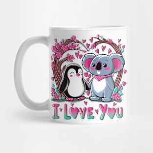 Cute Koala and Penguin in Love Mug